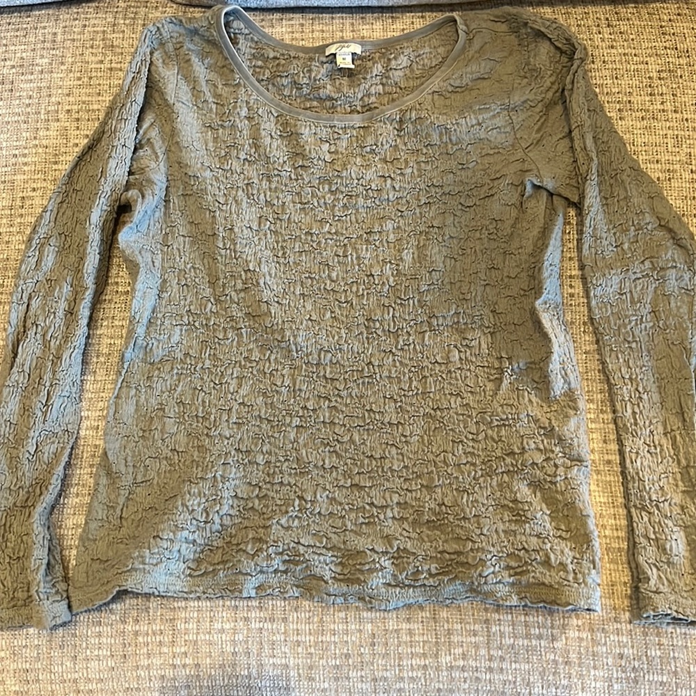 J.Jill Krinkle too long sleeve with velvet trim on neckline